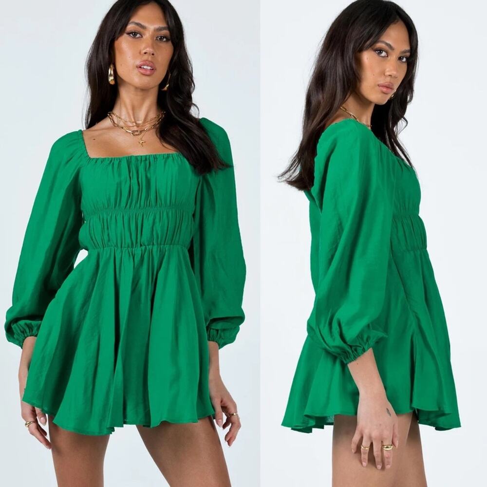 Princess Polly Women’s 8 Halton Long Sleeve Mini Dress in Green NWT